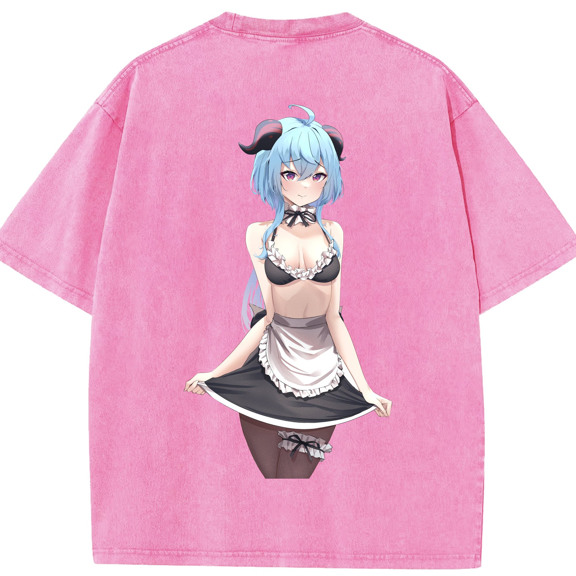 げんし神 甘雨 かんう genshin Ganyu 綿100% ヴィンテージ風 半袖Tシャツ（背面プリント）